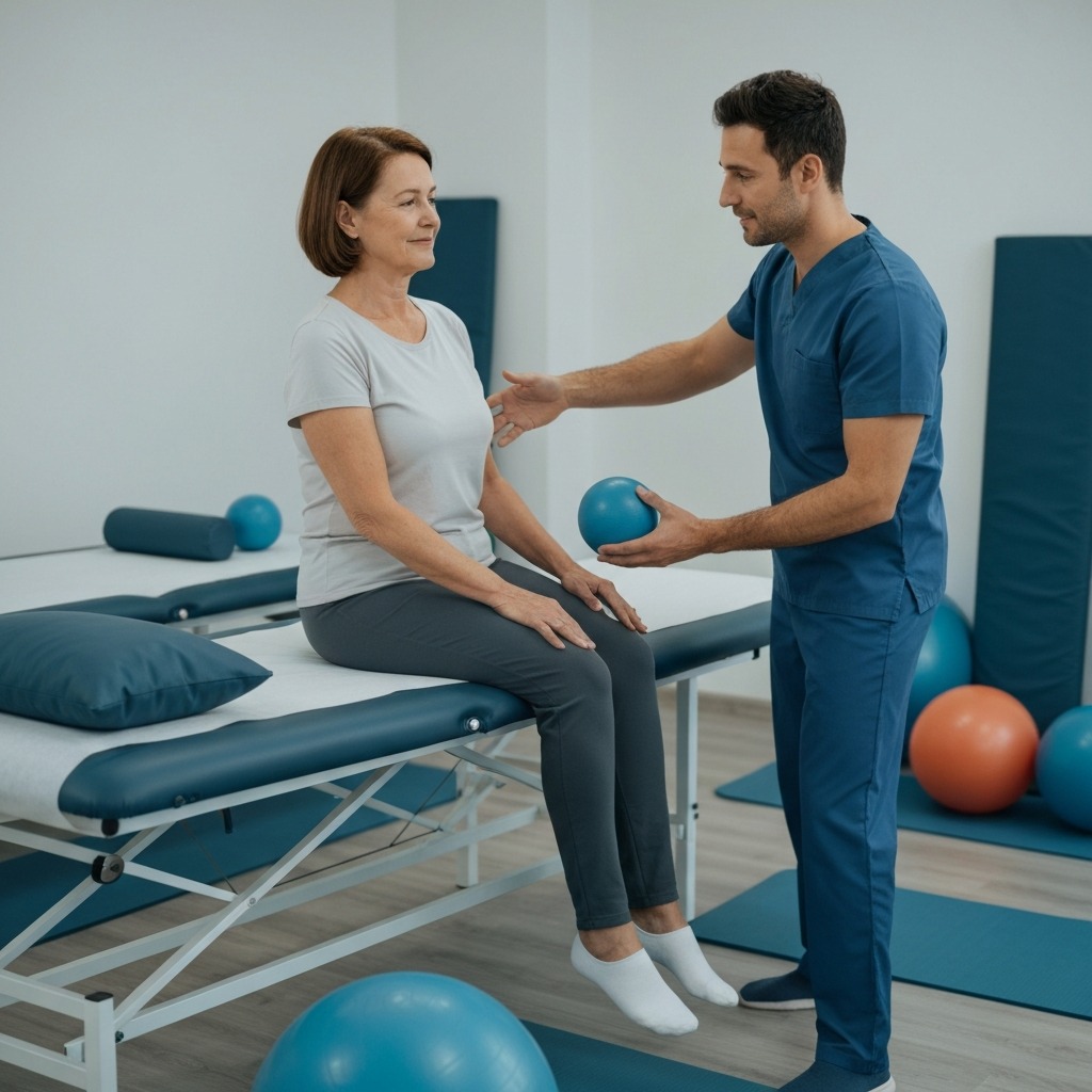 Clinician demonstrating pressure relief positioning for coccyx and lower back conditions