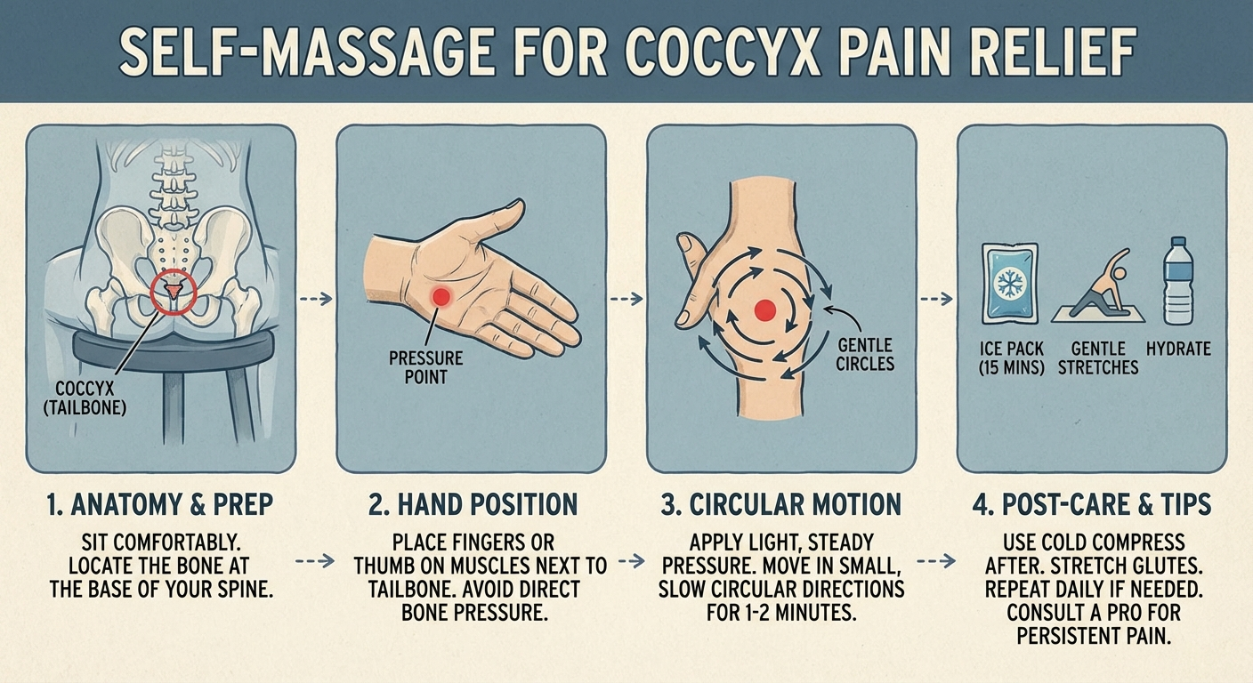 Coccyx massage how-to infographic