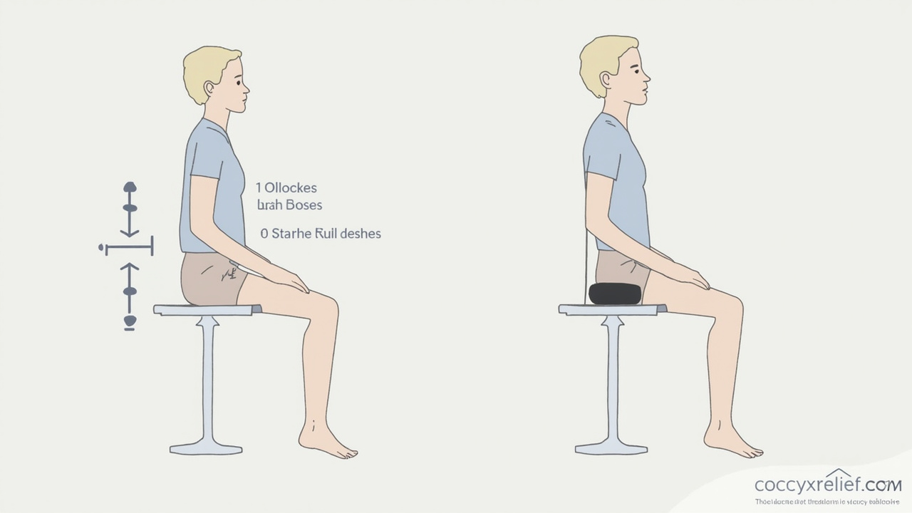 Coccyx cushion U-shaped cutout — demonstrating how the tailbone is offloaded during sitting