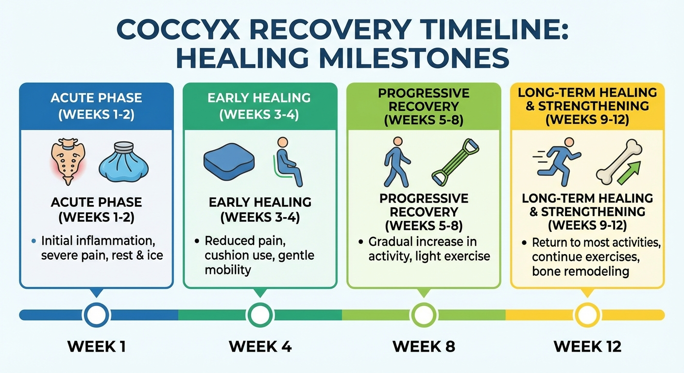 Coccyx pain recovery timeline and milestones